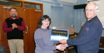 Jan presents Tony with website certificate Jan presents Tony with website certificate