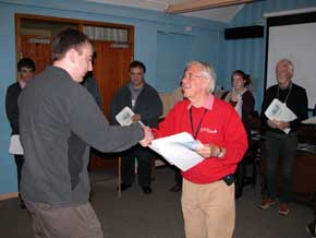 Laurie presenting 2012 students with course certificate Laurie presenting 2012 students with course certificate